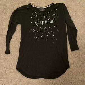 Victoria's Secret Black Long Sleeve with Silver Dots Sleepwear